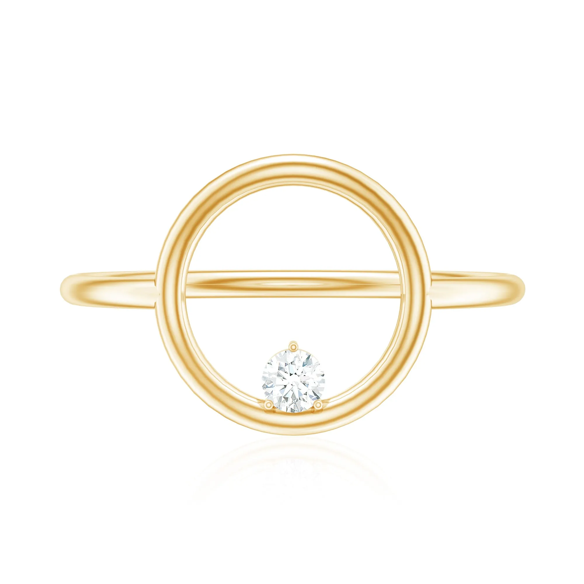 Diamond and Gold Open Circle Ring for Women