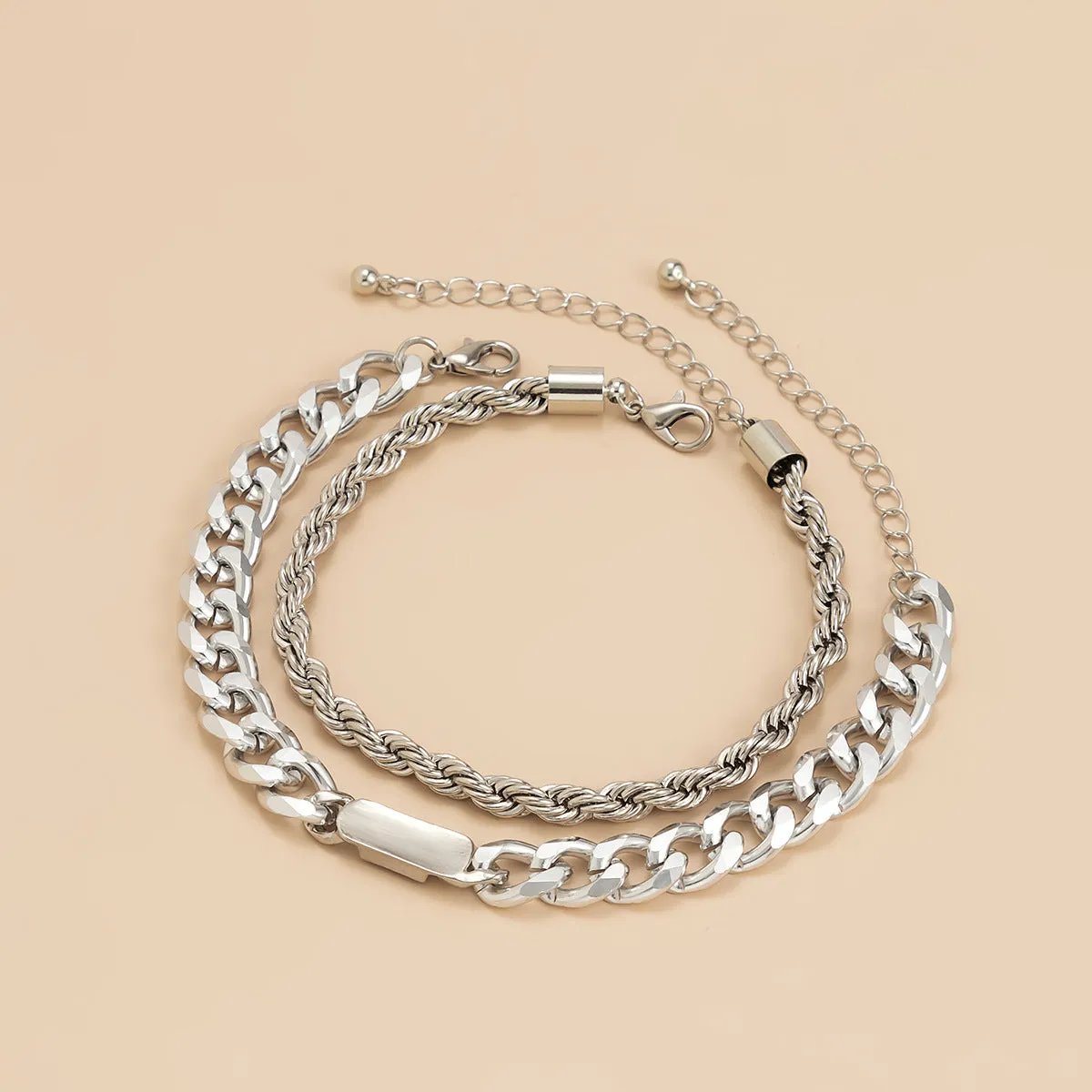 Double layered stitching versatile adjustable bracelet