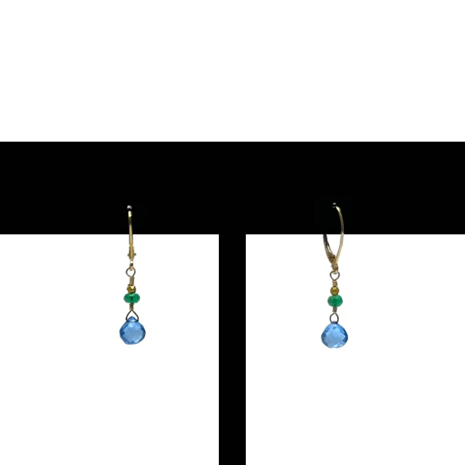 EARRINGS 18K Yellow Gold Emerald & Sapphire Drops