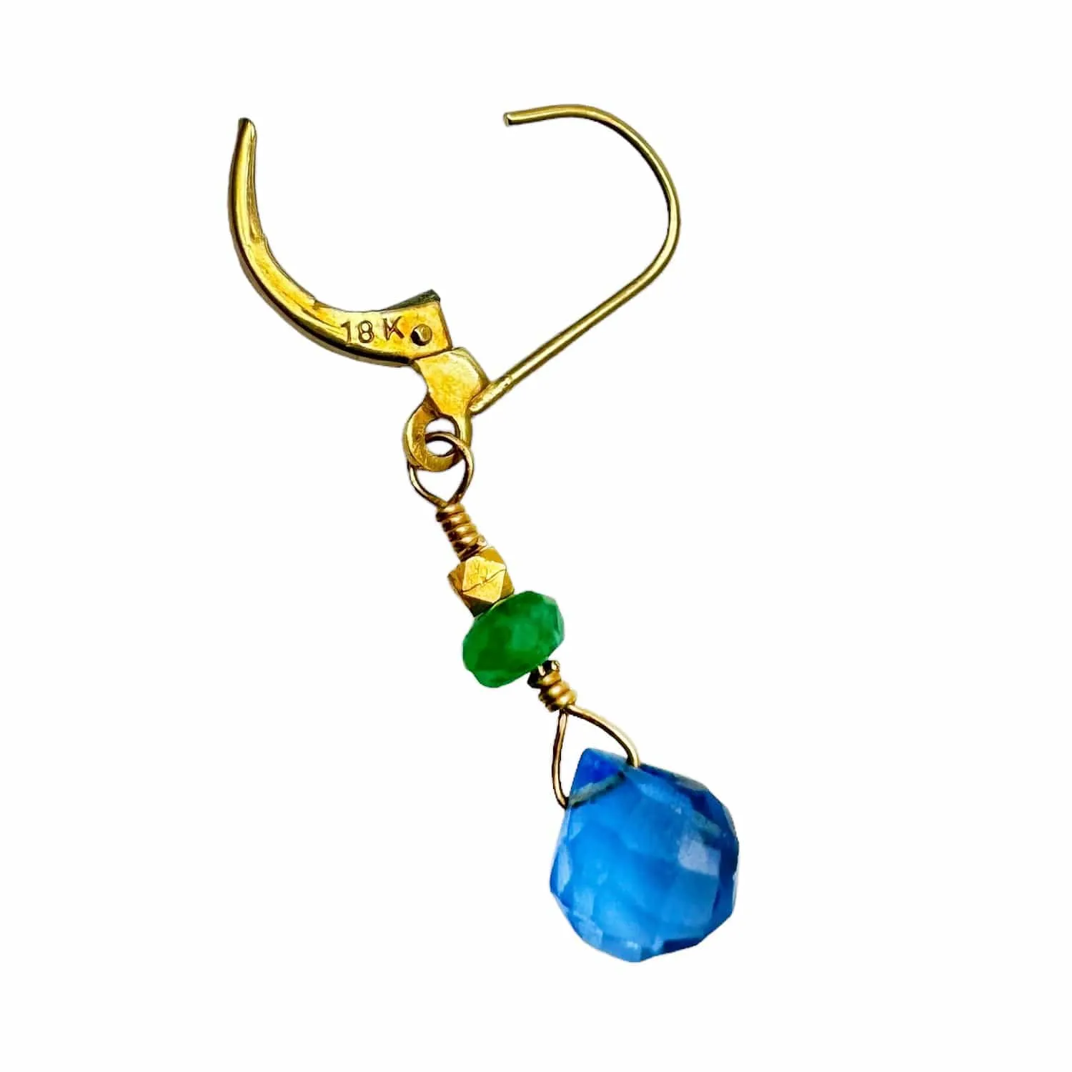 EARRINGS 18K Yellow Gold Emerald & Sapphire Drops