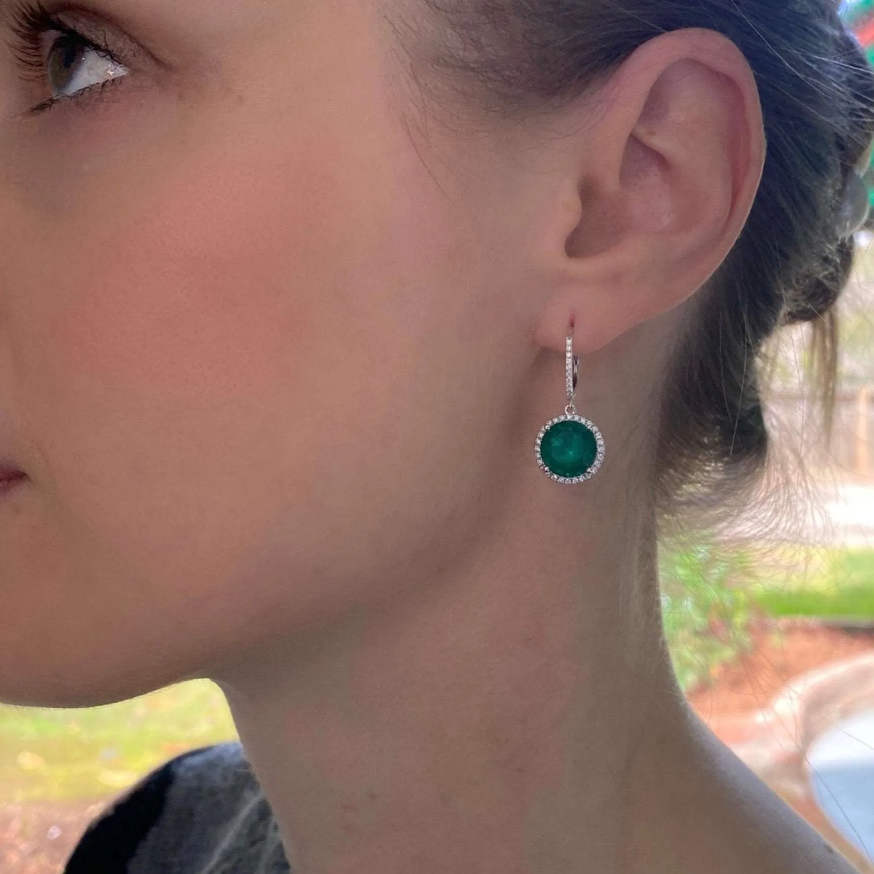 Emerald and Diamond Gold Drop Earrings