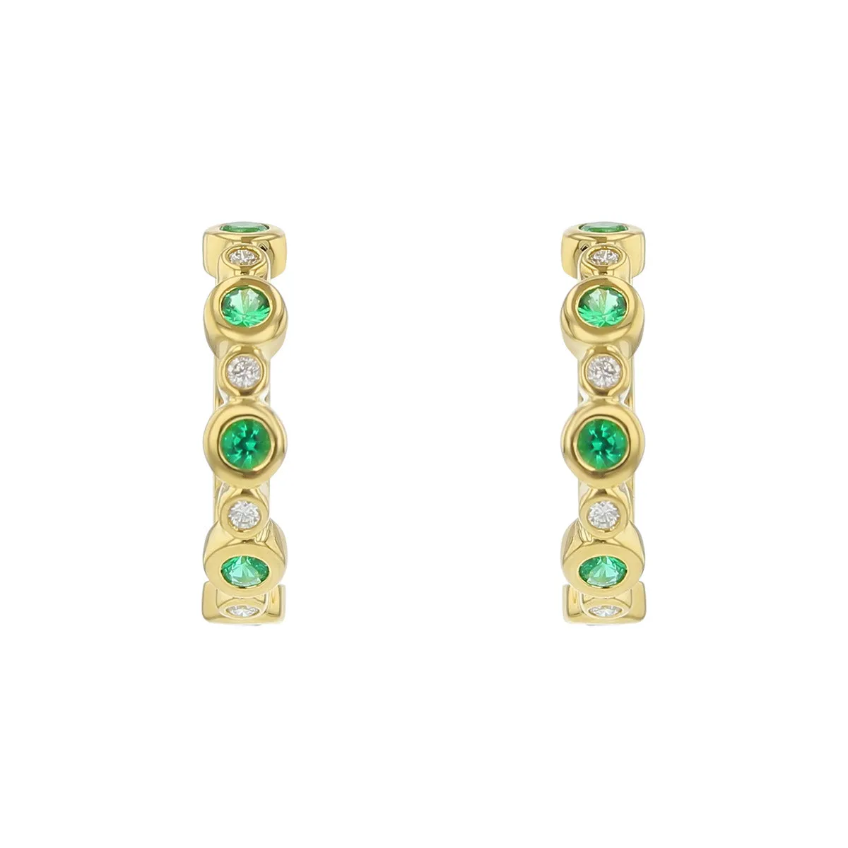 Emerald and Diamond Hoop Earrings