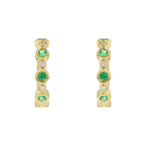 Emerald and Diamond Hoop Earrings