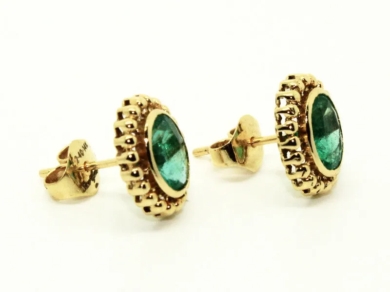 Emerald Earrings In 14k Yellow Gold