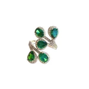 Emerald Teardrop Leaf Cocktail Ring