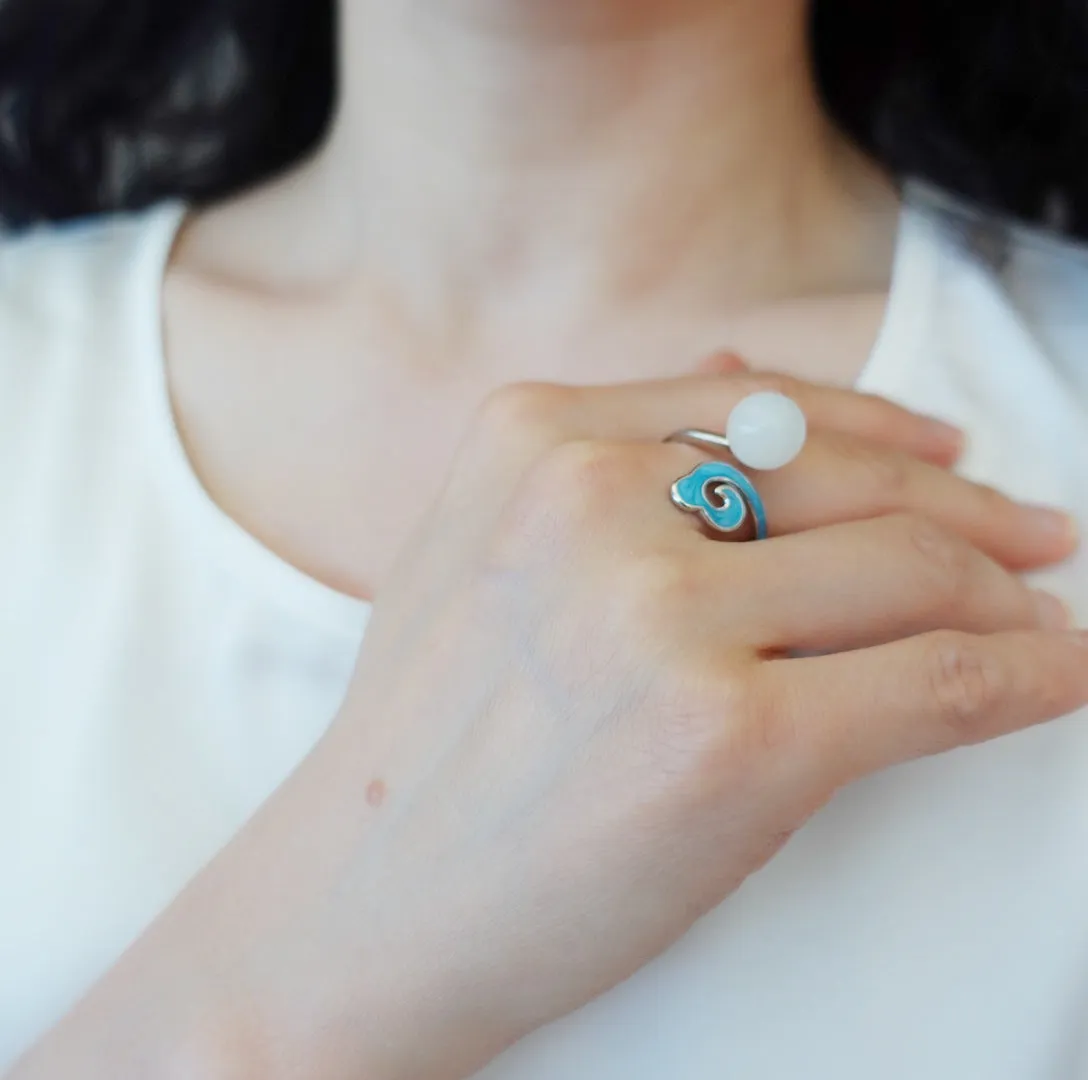 Enamel Auspicious Cloud Ring