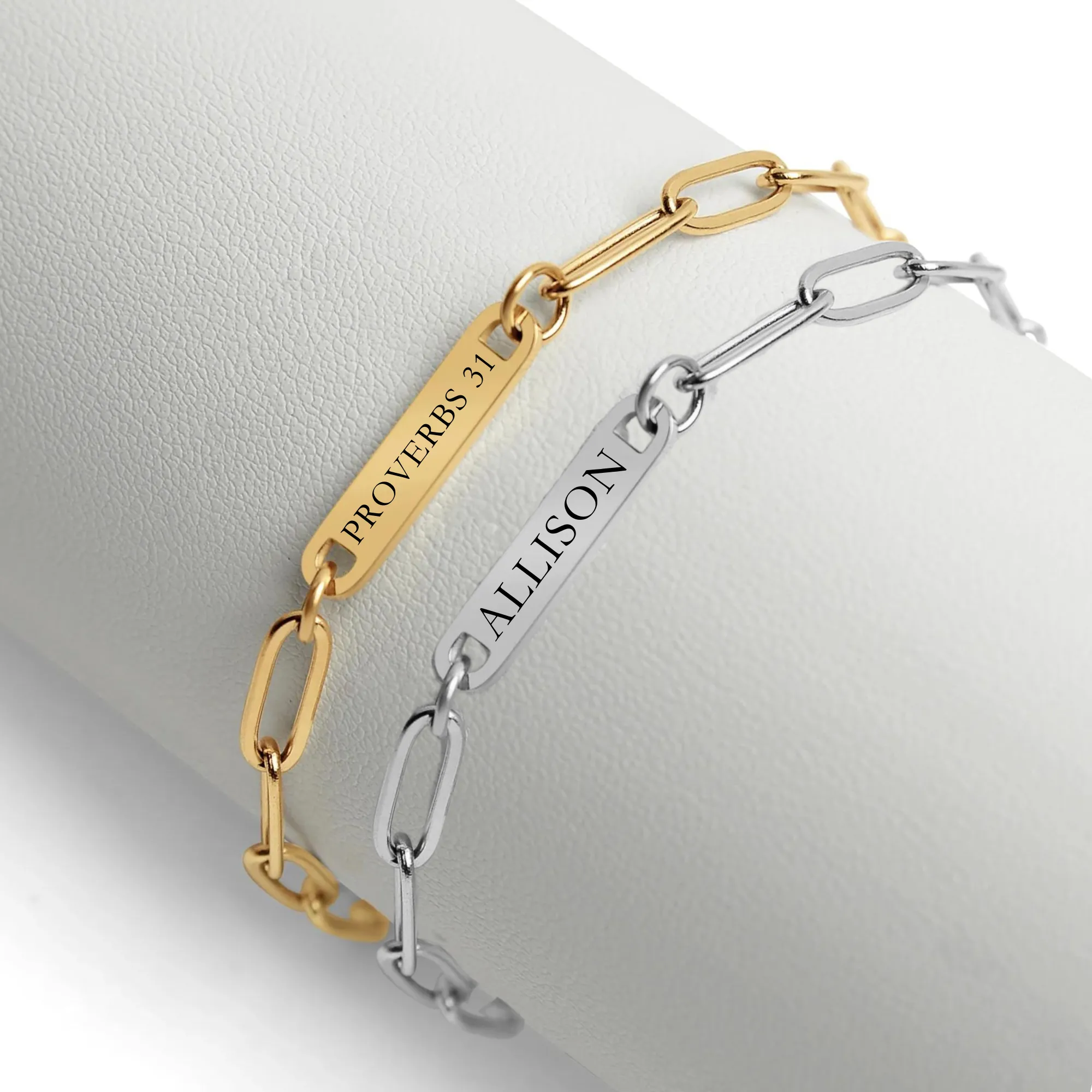 Engraved Paperclip Bracelet