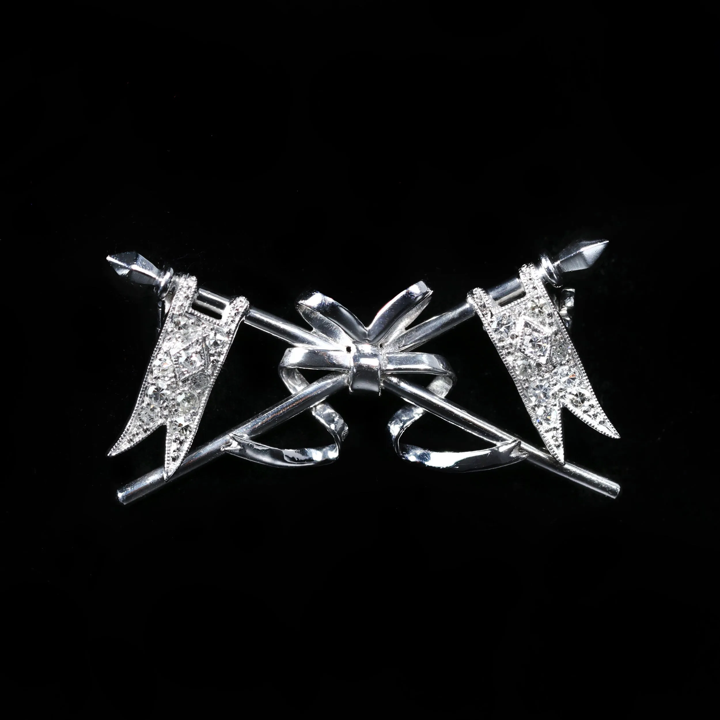 Estate Platinum Diamond Pennon Flag Brooch