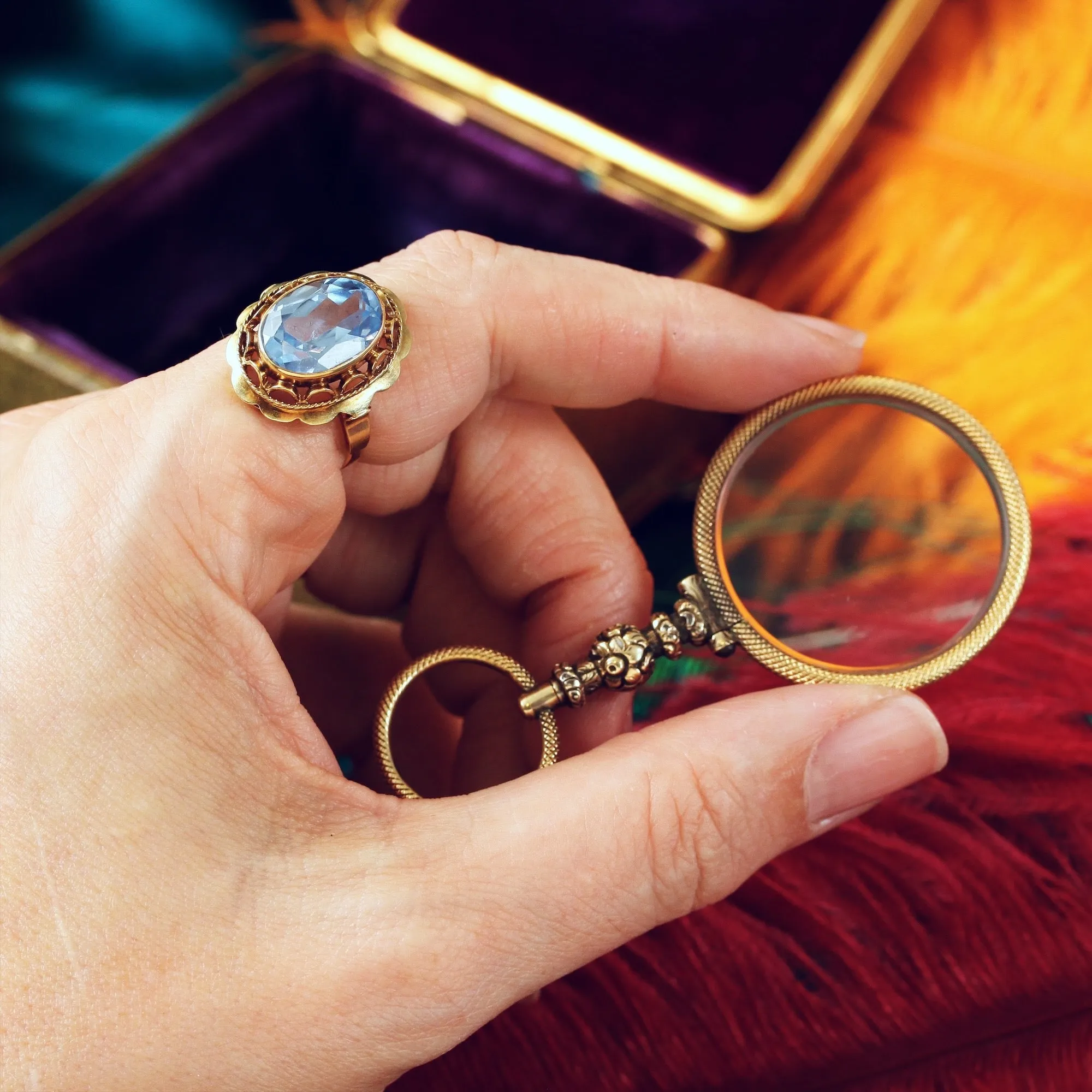 Fancy Vintage Blue Spinel Cocktail Ring