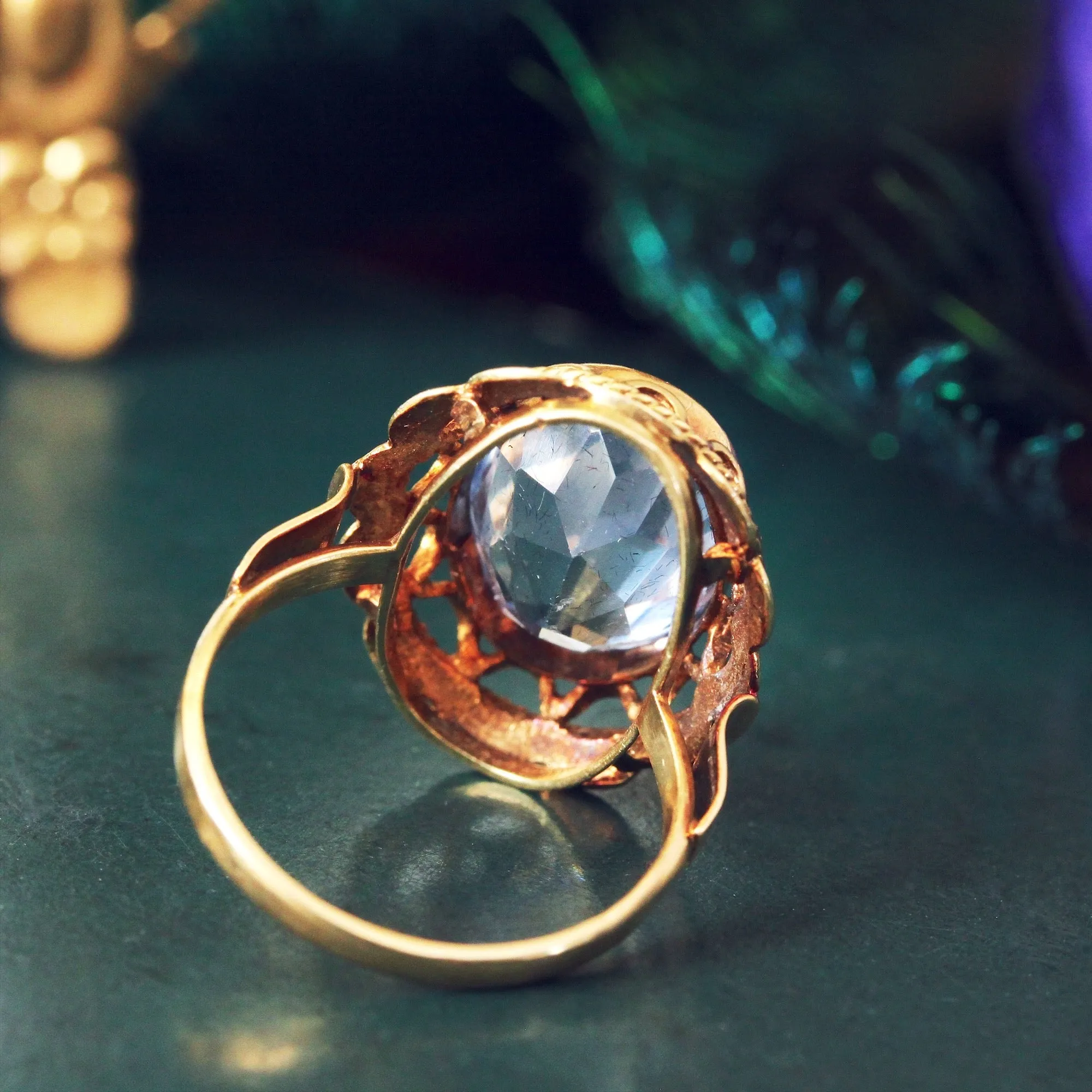 Fancy Vintage Blue Spinel Cocktail Ring