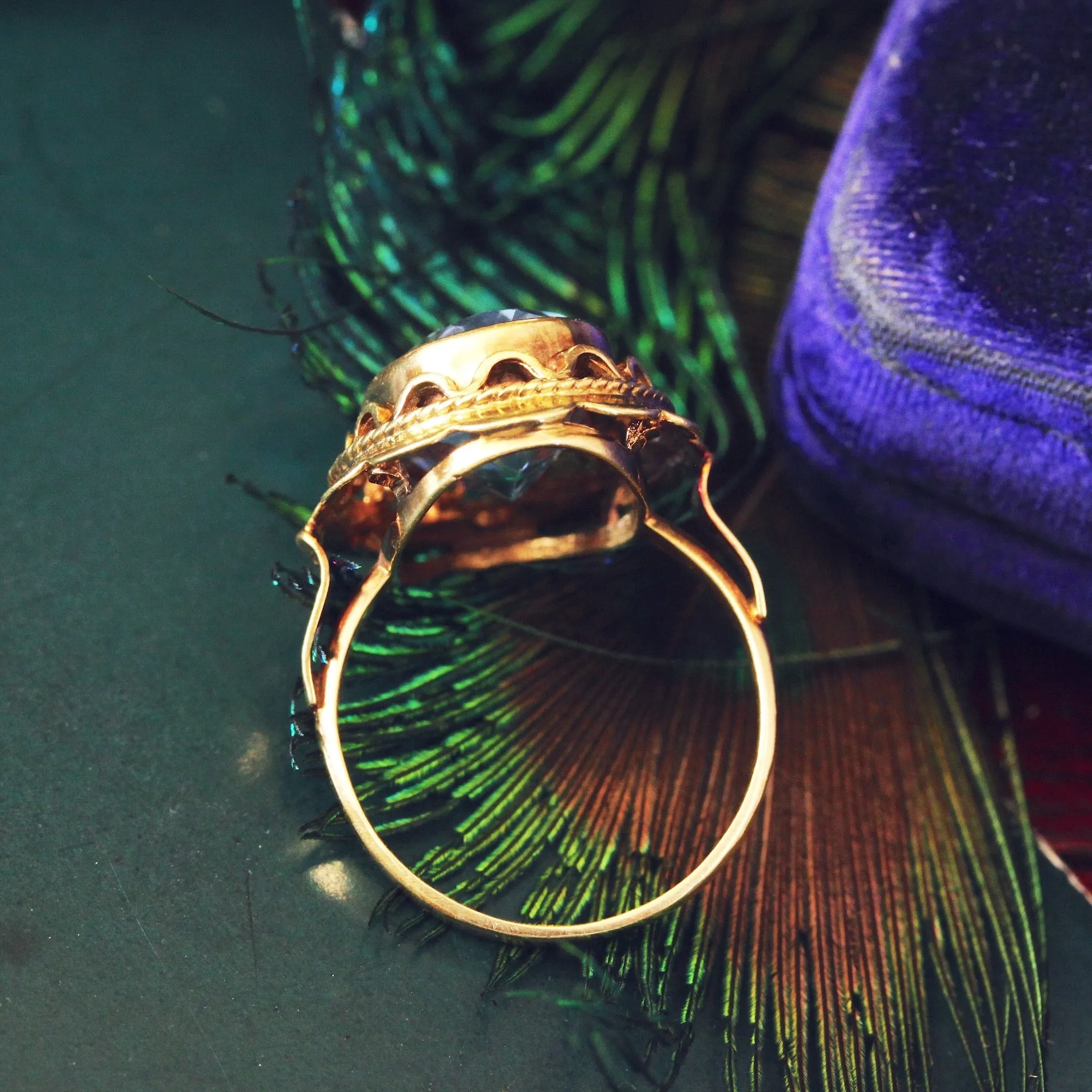 Fancy Vintage Blue Spinel Cocktail Ring