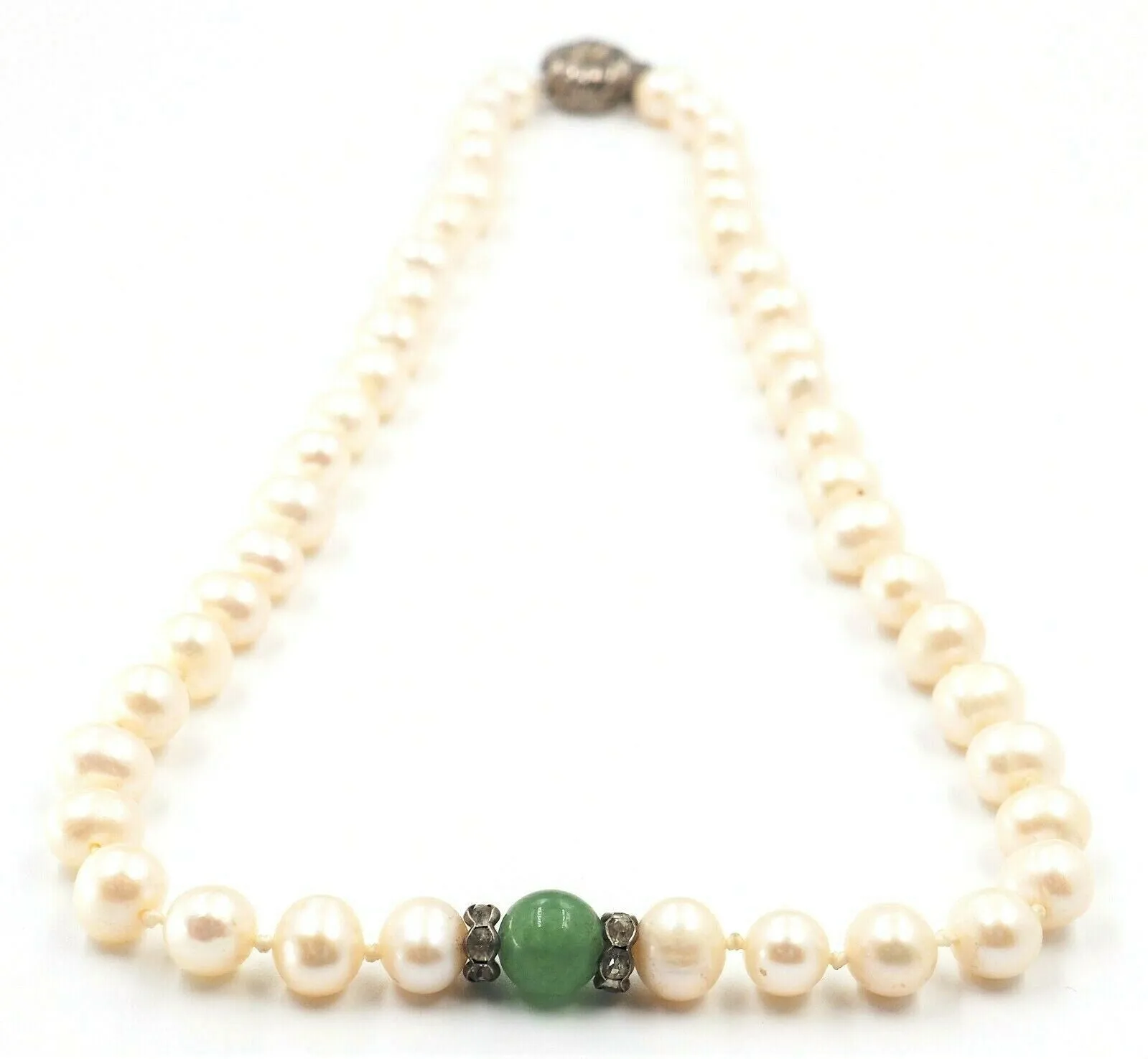 Freshwater Pearl, Aventurine & Rhinestone Necklace