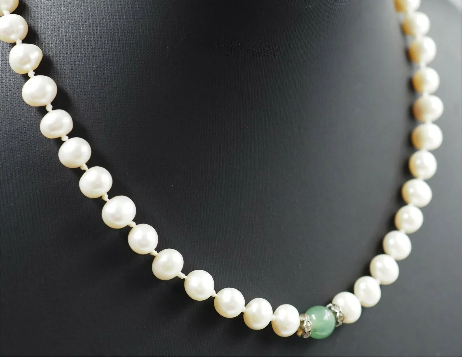 Freshwater Pearl, Aventurine & Rhinestone Necklace