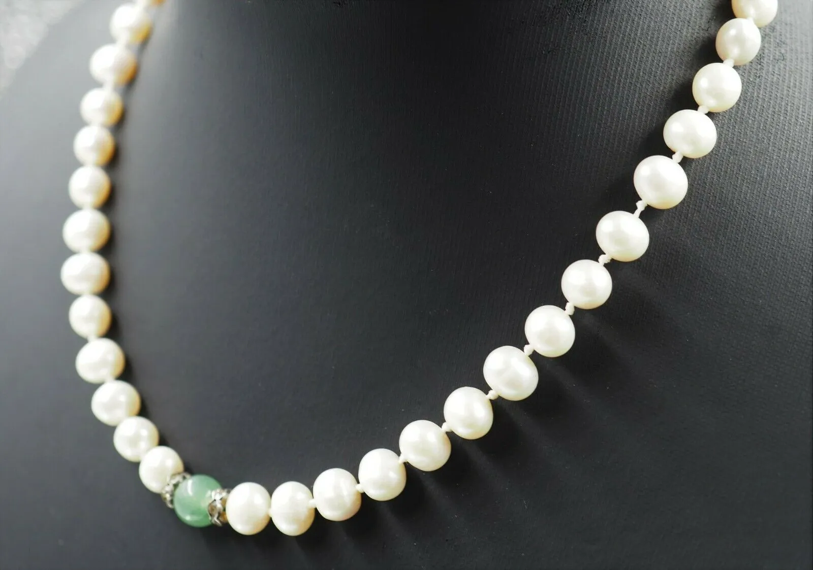 Freshwater Pearl, Aventurine & Rhinestone Necklace