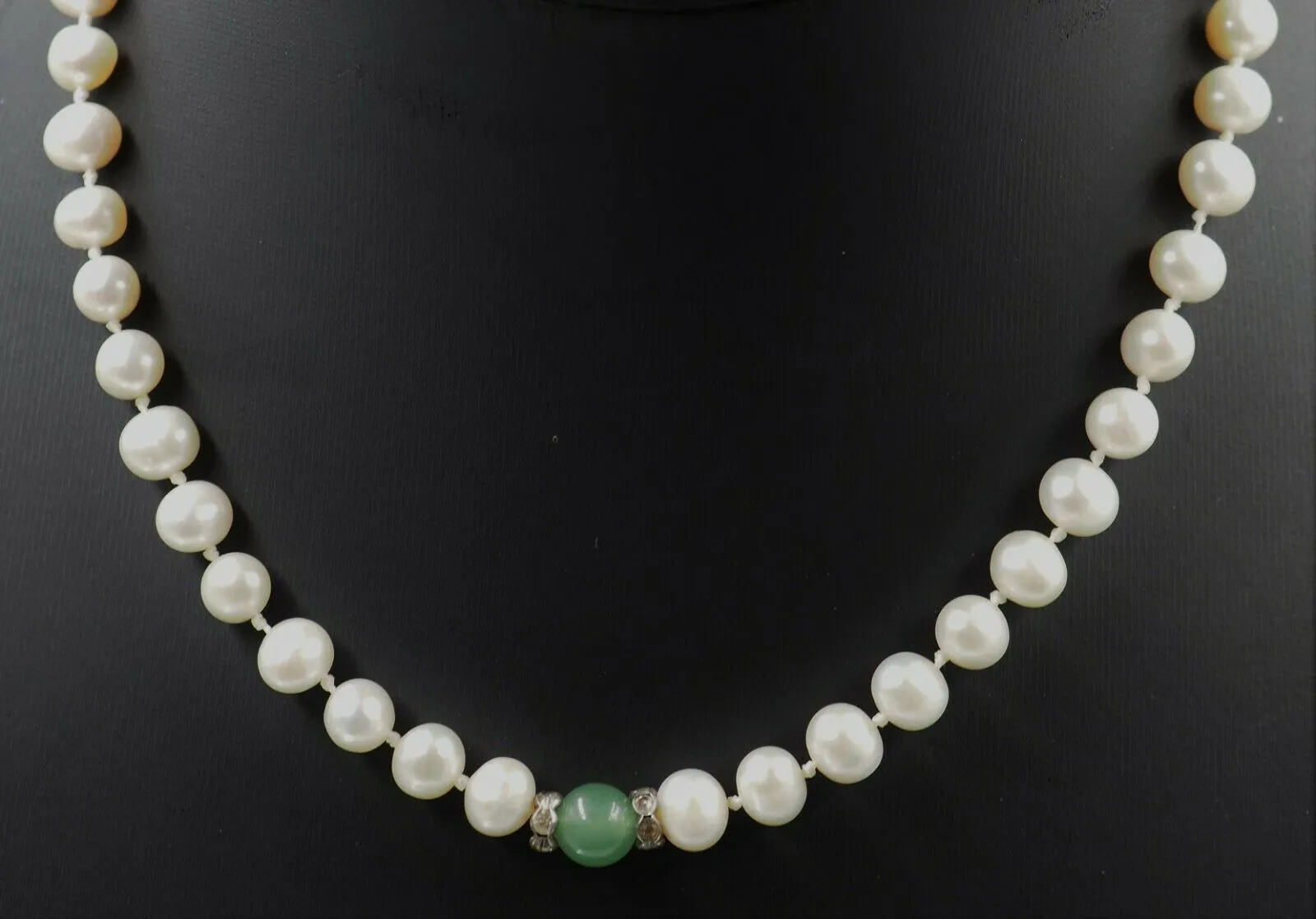 Freshwater Pearl, Aventurine & Rhinestone Necklace