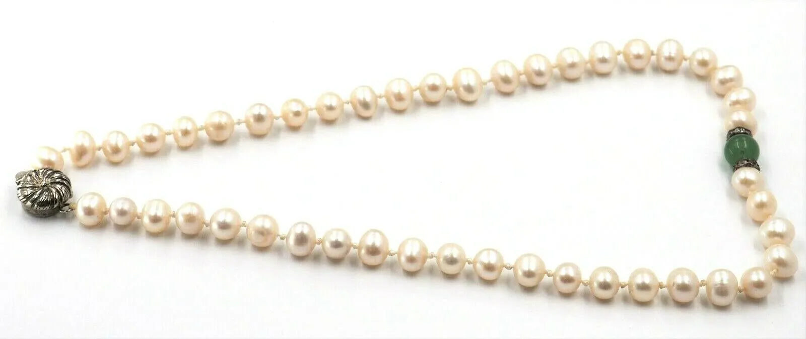 Freshwater Pearl, Aventurine & Rhinestone Necklace