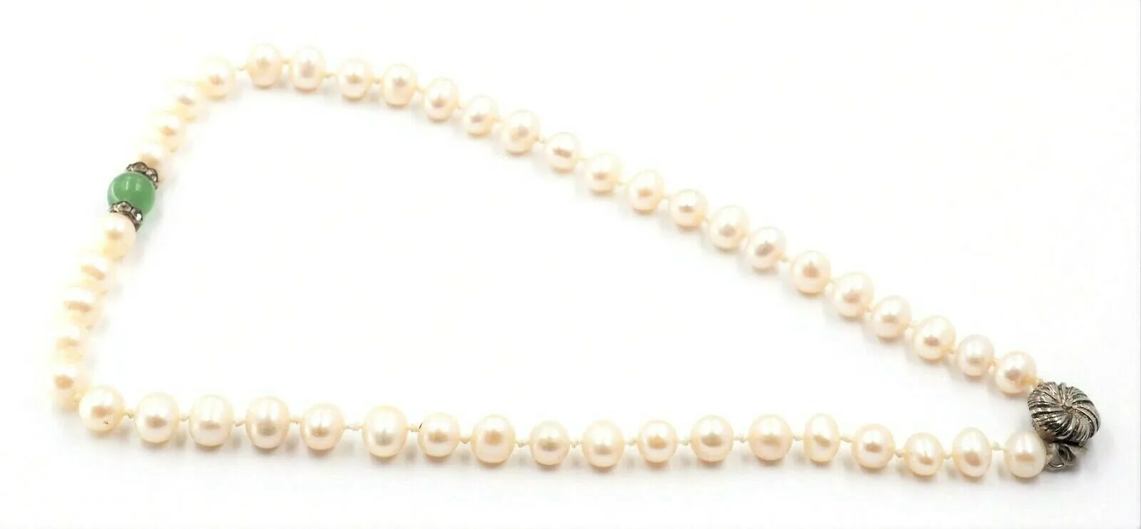 Freshwater Pearl, Aventurine & Rhinestone Necklace