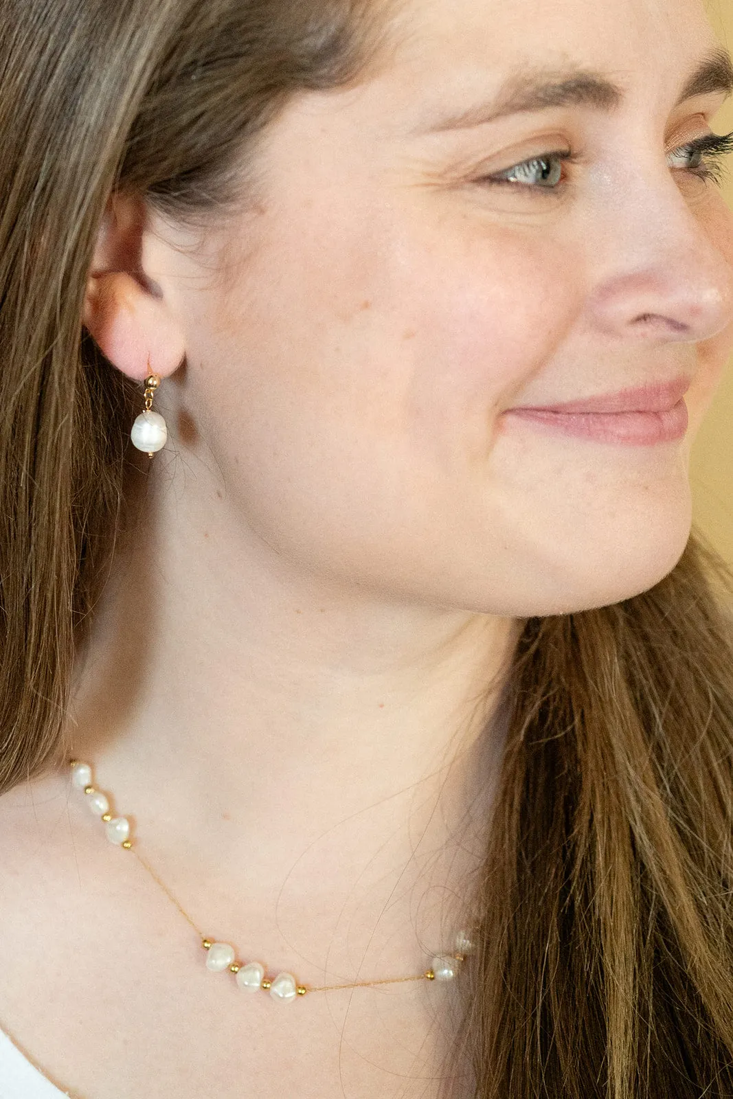 Freshwater Pearl Ball Post Earring Stud