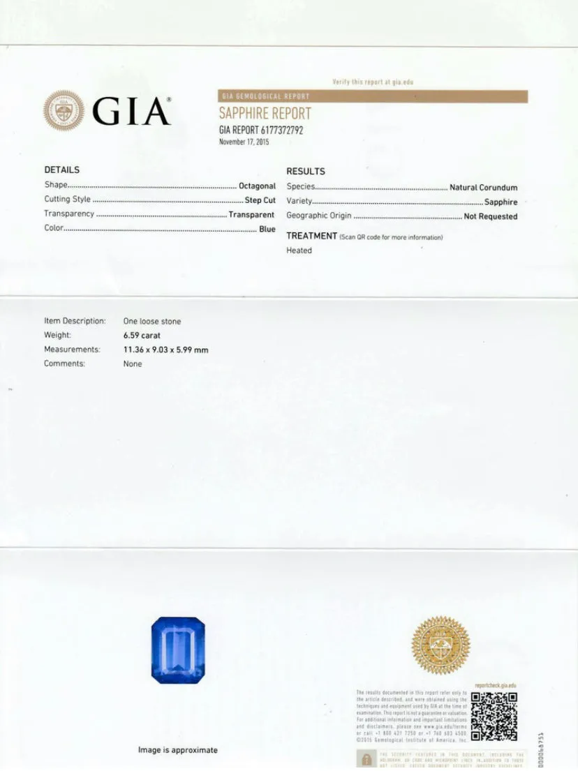 GIA Certified 6.59 Carat Sapphire Diamond Gold Ring