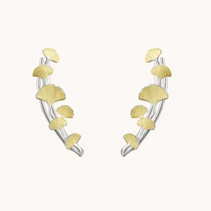 Ginkgo Leaves Gold Stud Earrings