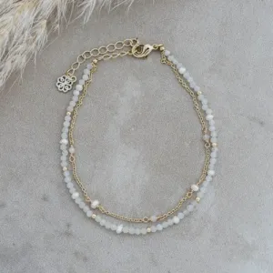 Glee Jewelry Beth Necklace - Gold/Moonstone/White Pearl