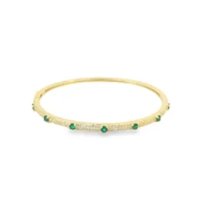 Gold Filled Bangle with Ruby / Emerald and White Pave CZ Stones