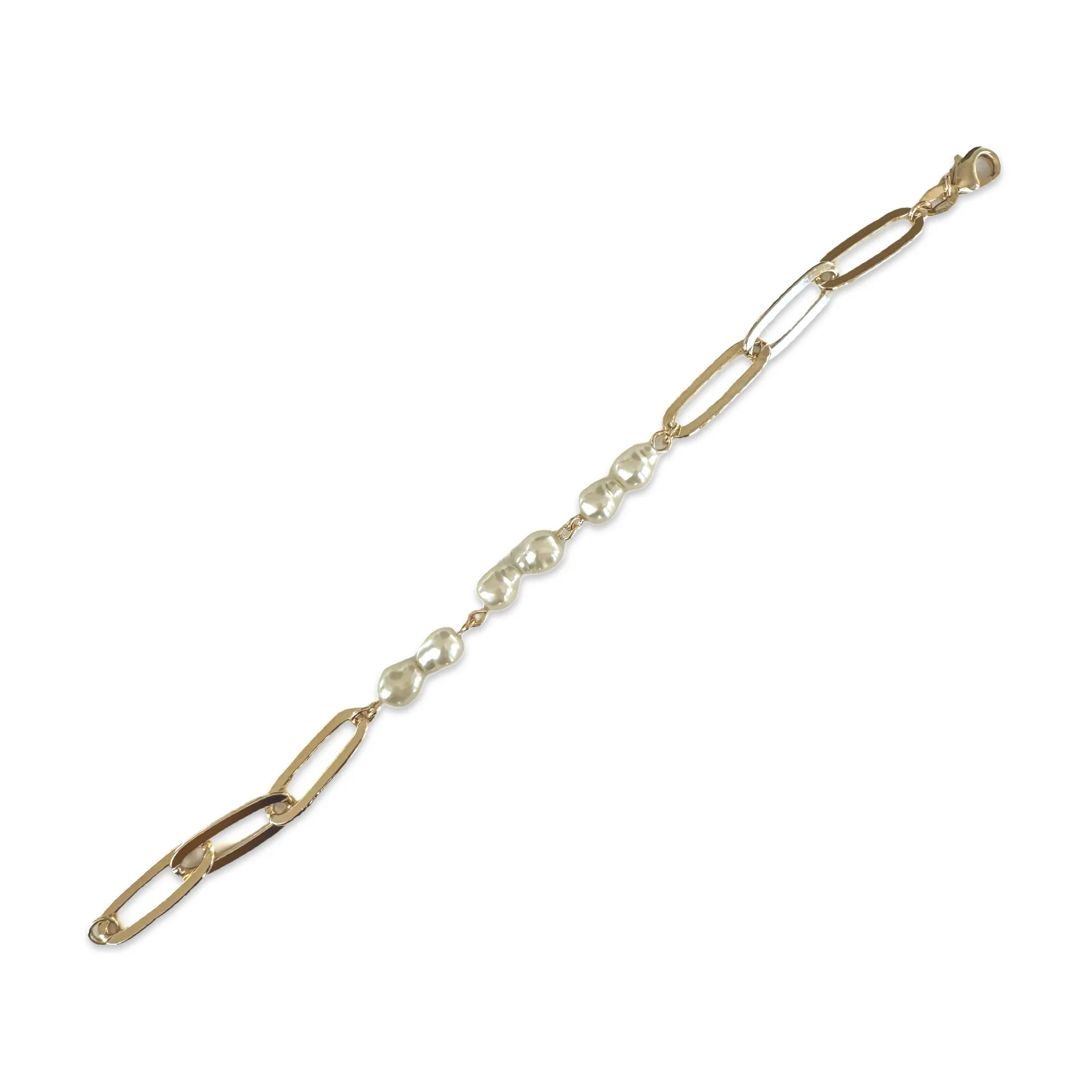 Gold Filled Pearl Chain Link Bracelet