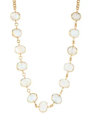 Gold Moonstone Bezel Link Necklace