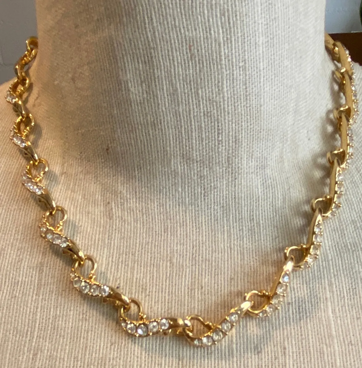 Gold Plated Crystal Row Swarovski Collar Necklace