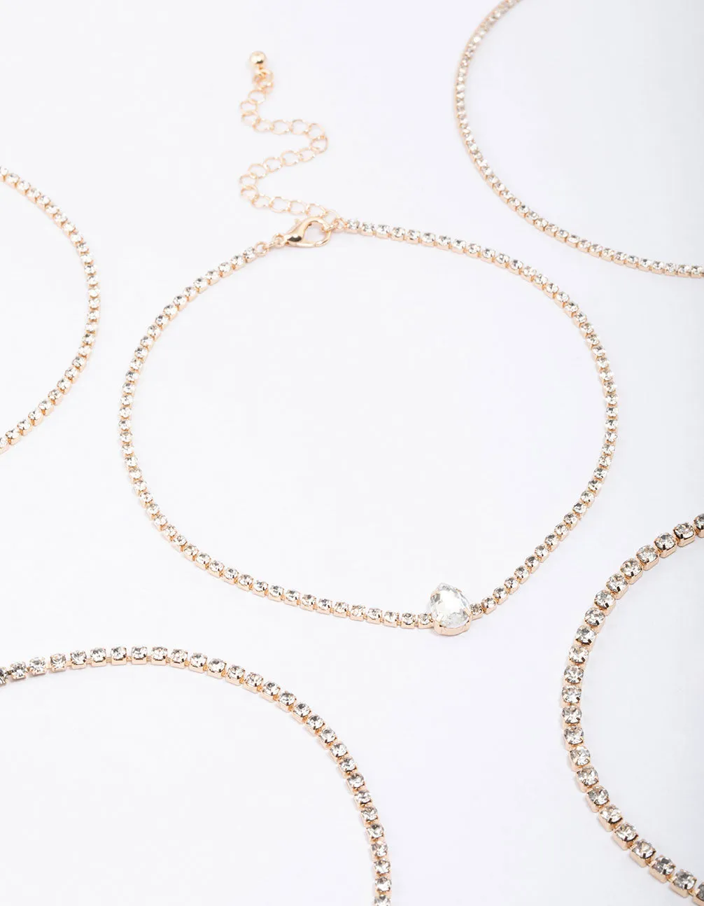 Gold Round & Pear Choker 5-Pack