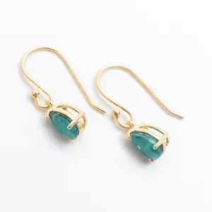 Gold Vermeil Raw Emerald Teardrop Earrings