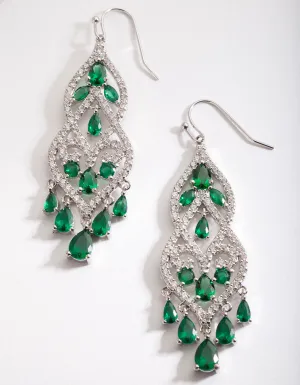 Green Cubic Zirconia Drop Earrings