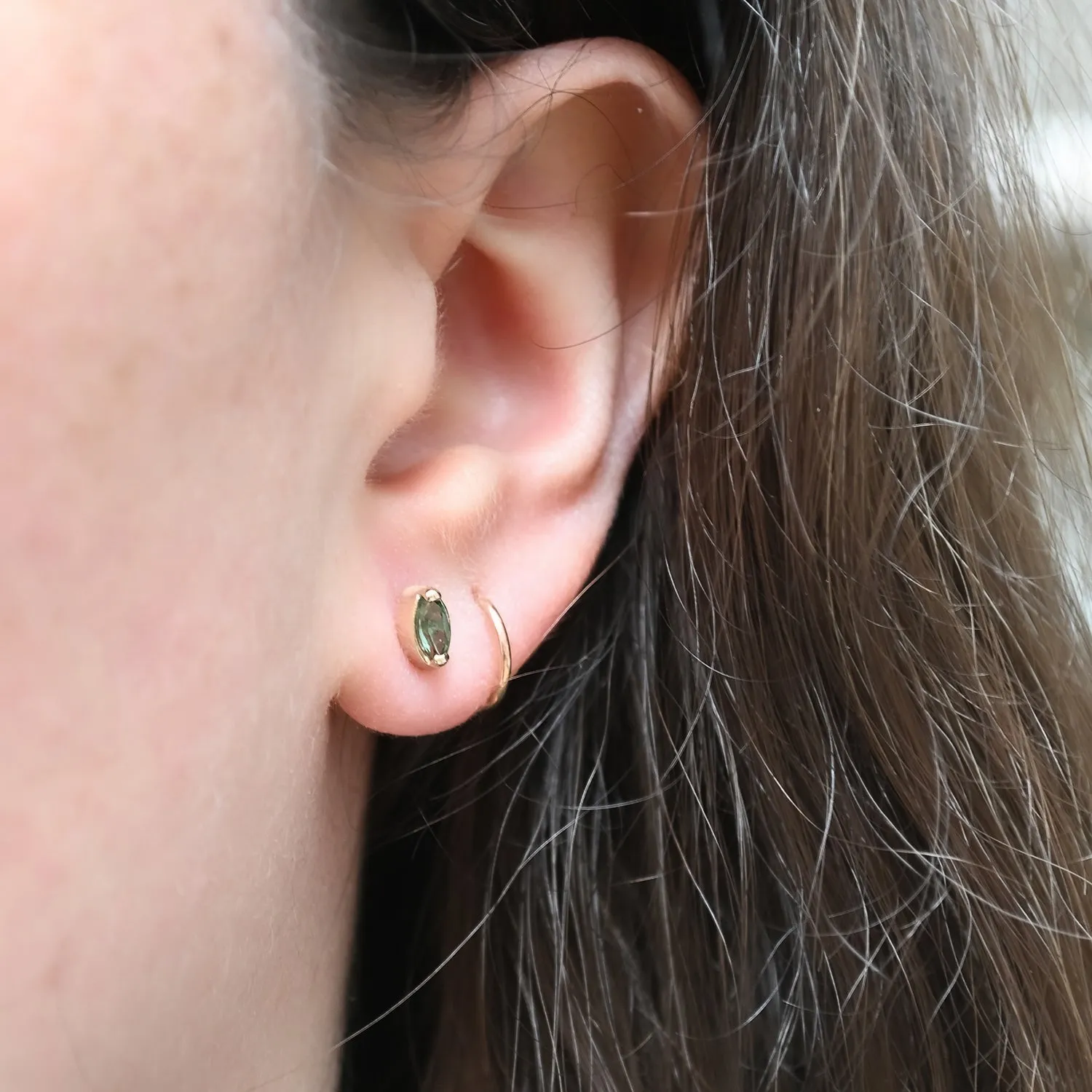 Green Tourmaline Marquise Studs