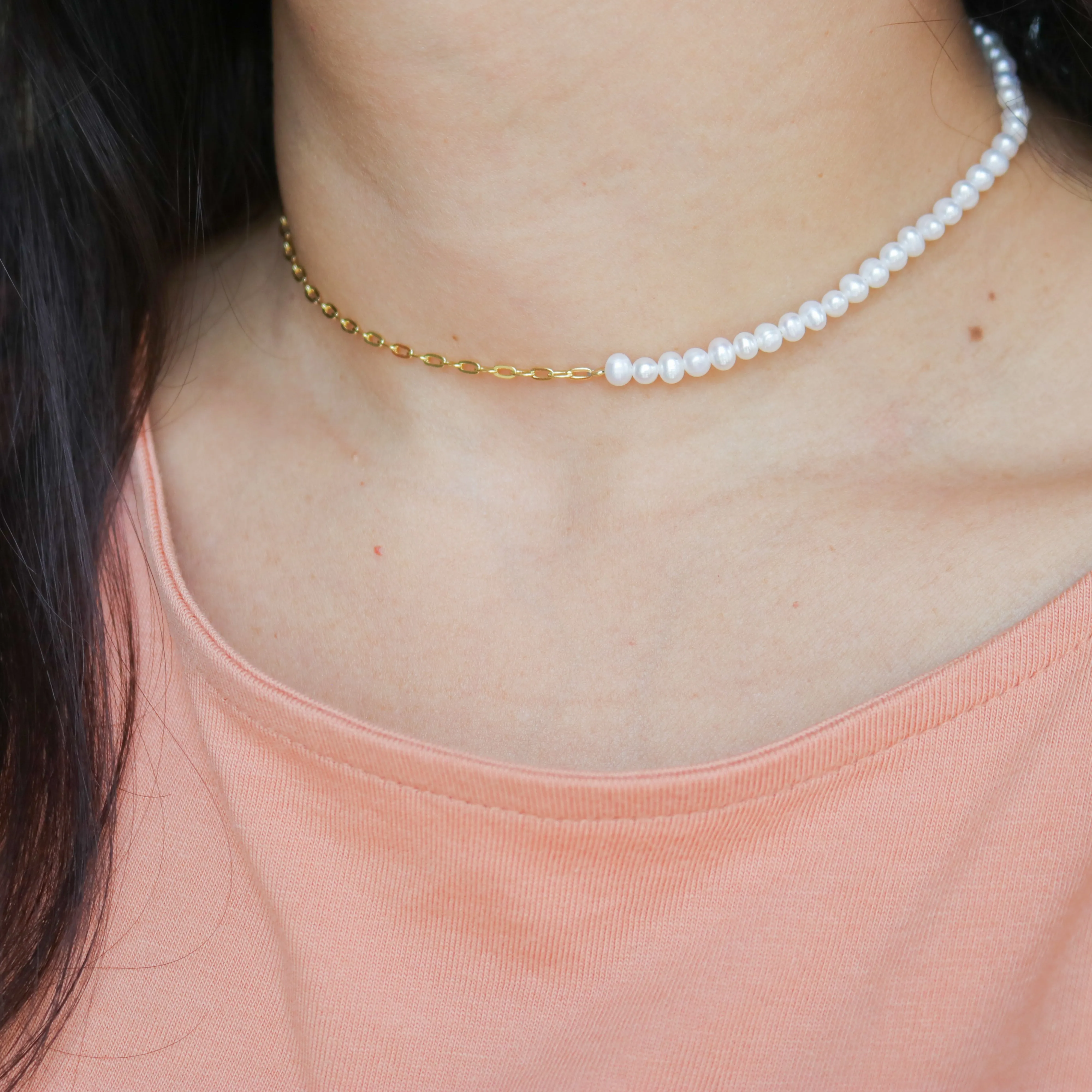 Half & Half Pearl Choker