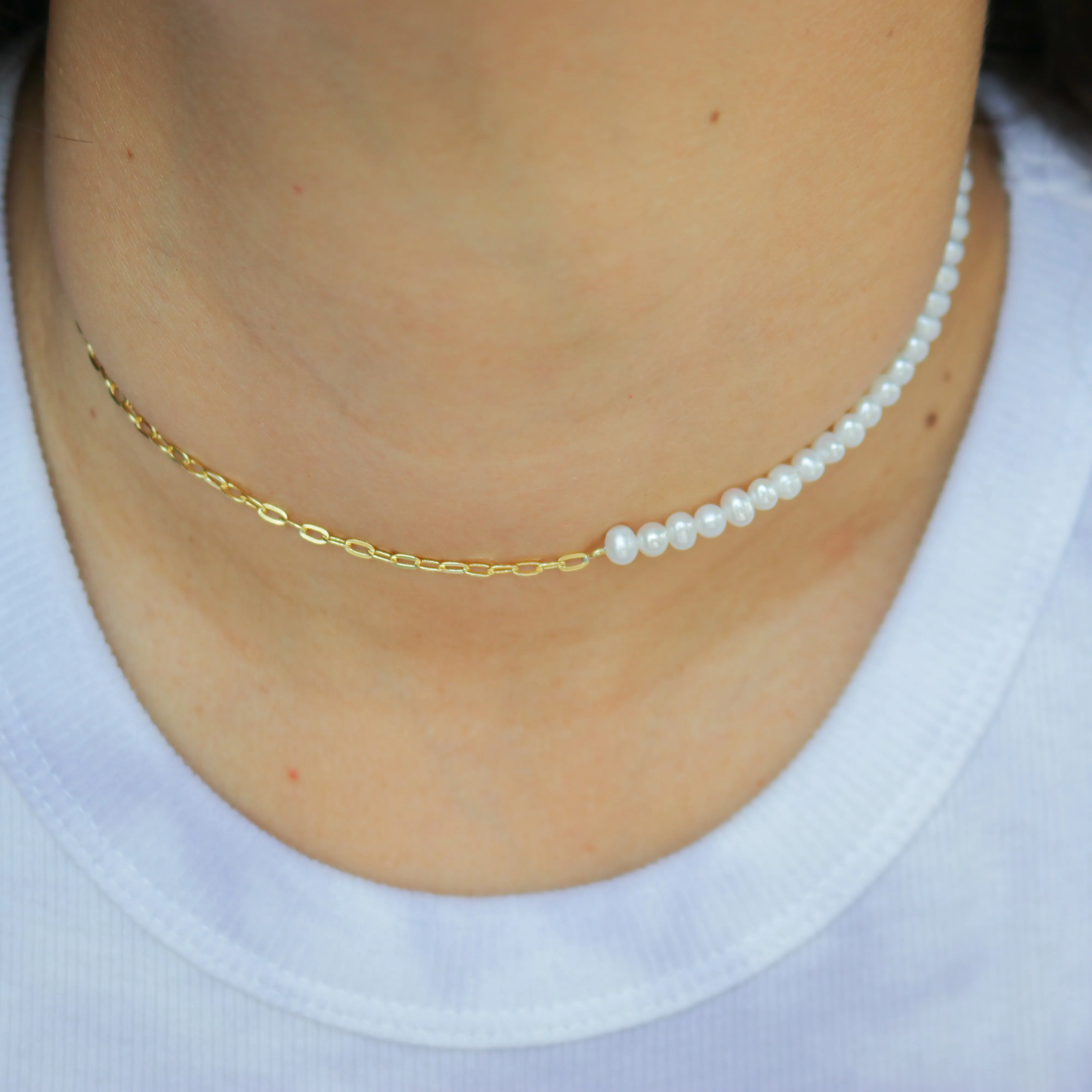 Half & Half Pearl Choker