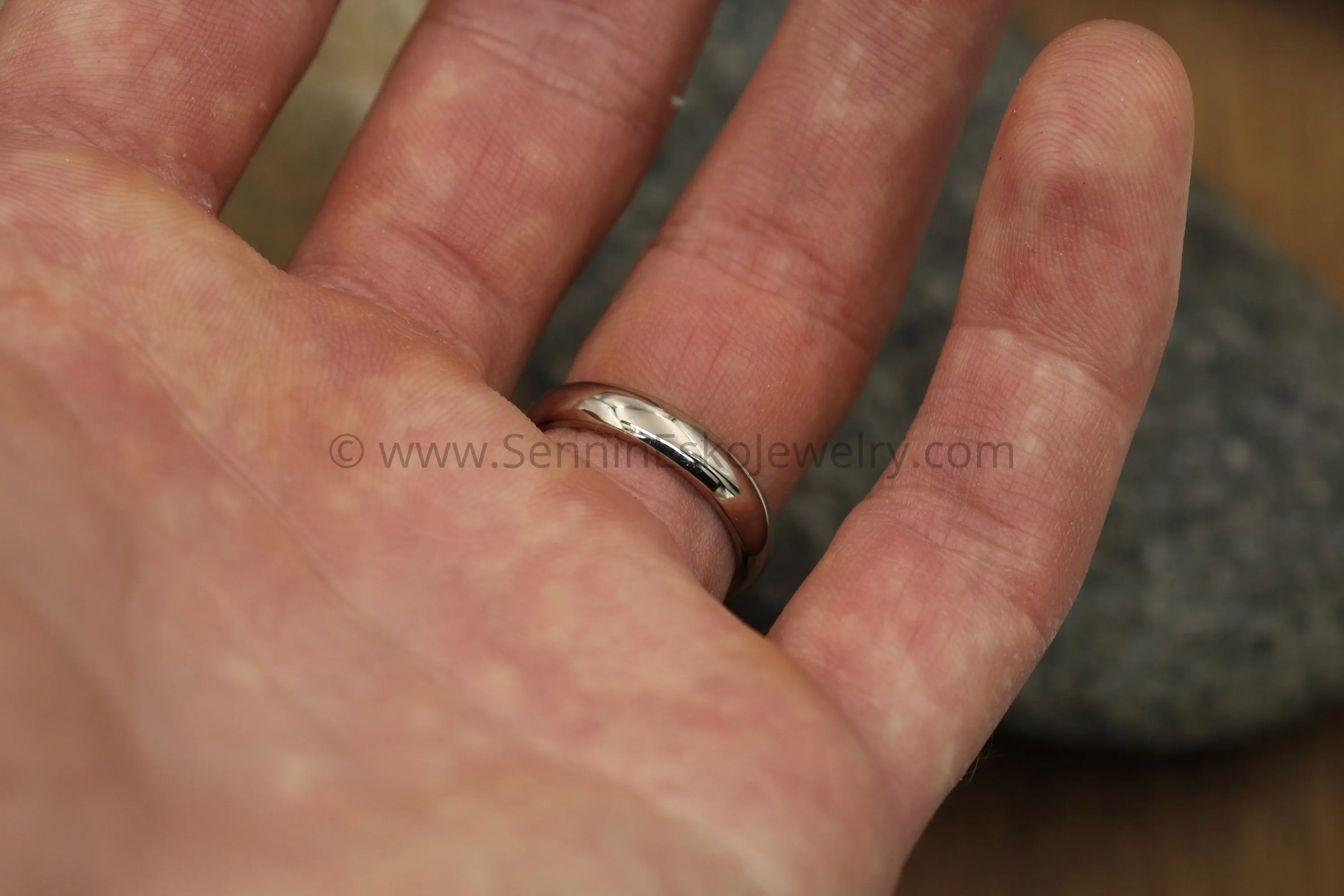 Half Round 4.5x1.9mm 14kt Palladium Based White Gold Band - Glossy Finish - Nickel Free