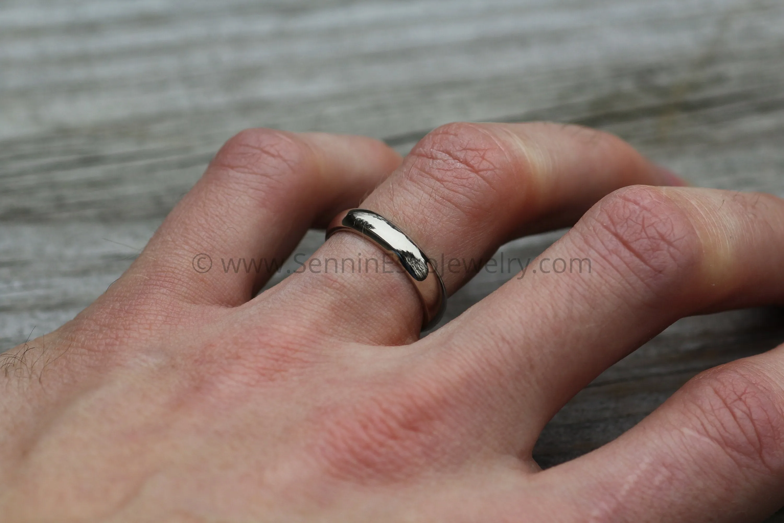 Half Round 4.5x1.9mm 14kt Palladium Based White Gold Band - Glossy Finish - Nickel Free