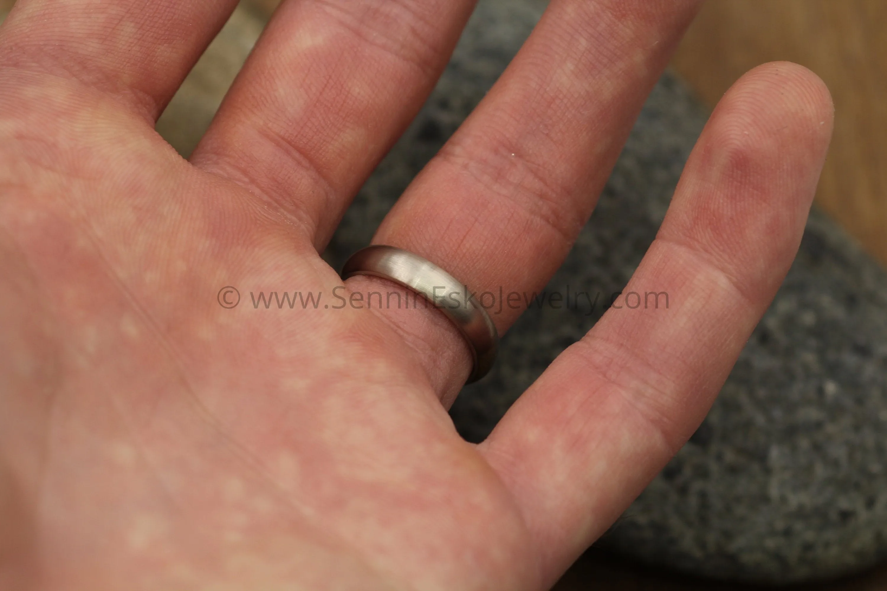 Half Round 4.5x1.9mm 14kt Palladium Based White Gold Band - Matte Finish - Nickel Free