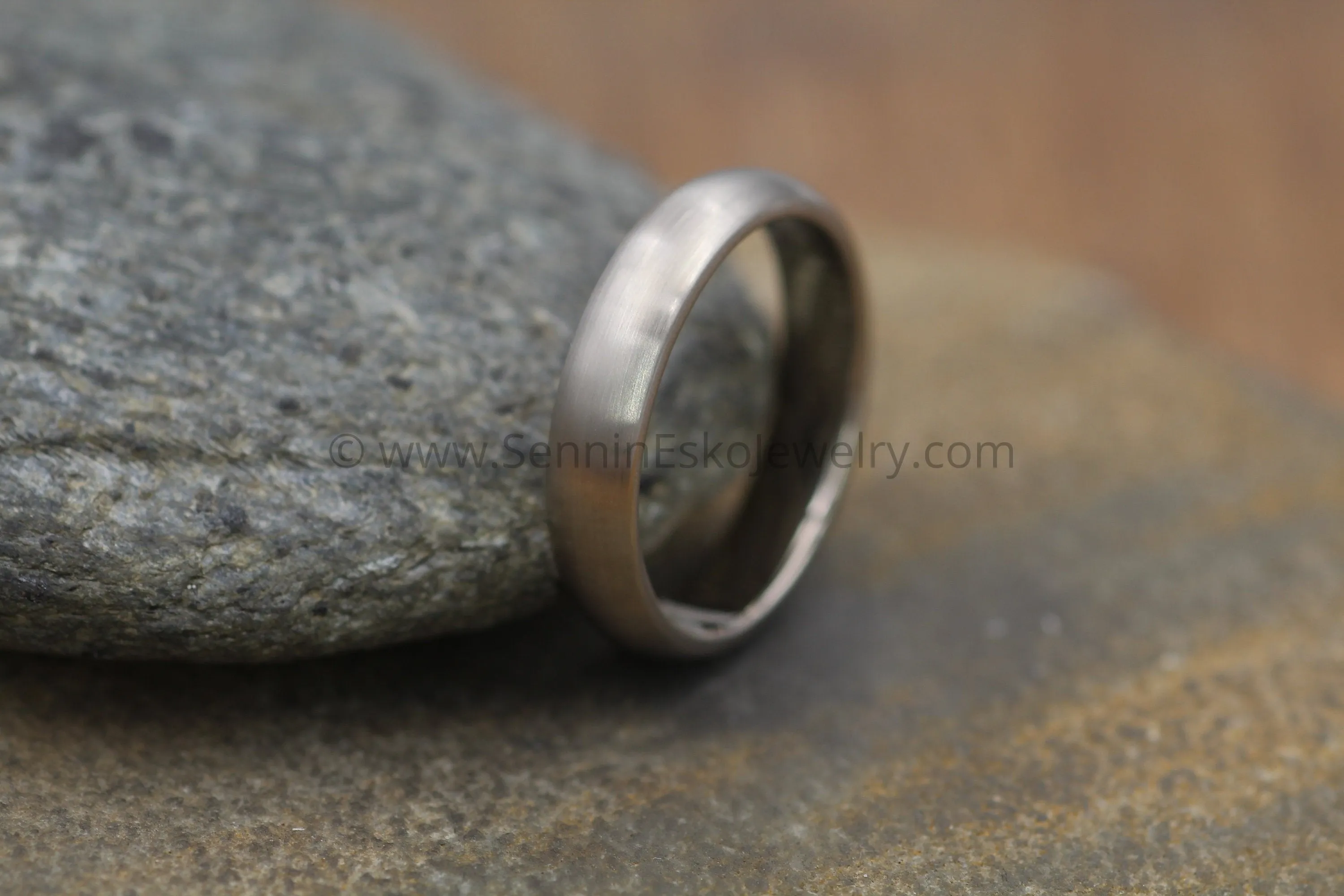 Half Round 4.5x1.9mm 14kt Palladium Based White Gold Band - Matte Finish - Nickel Free