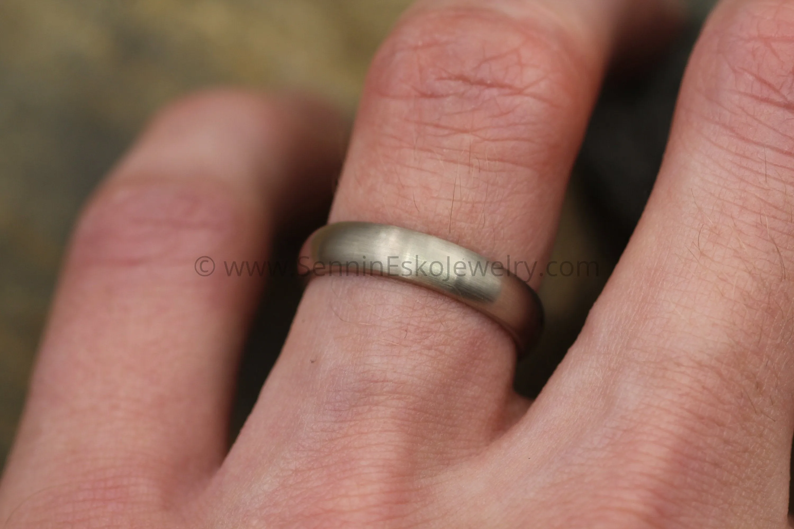 Half Round 4.5x1.9mm 14kt Palladium Based White Gold Band - Matte Finish - Nickel Free