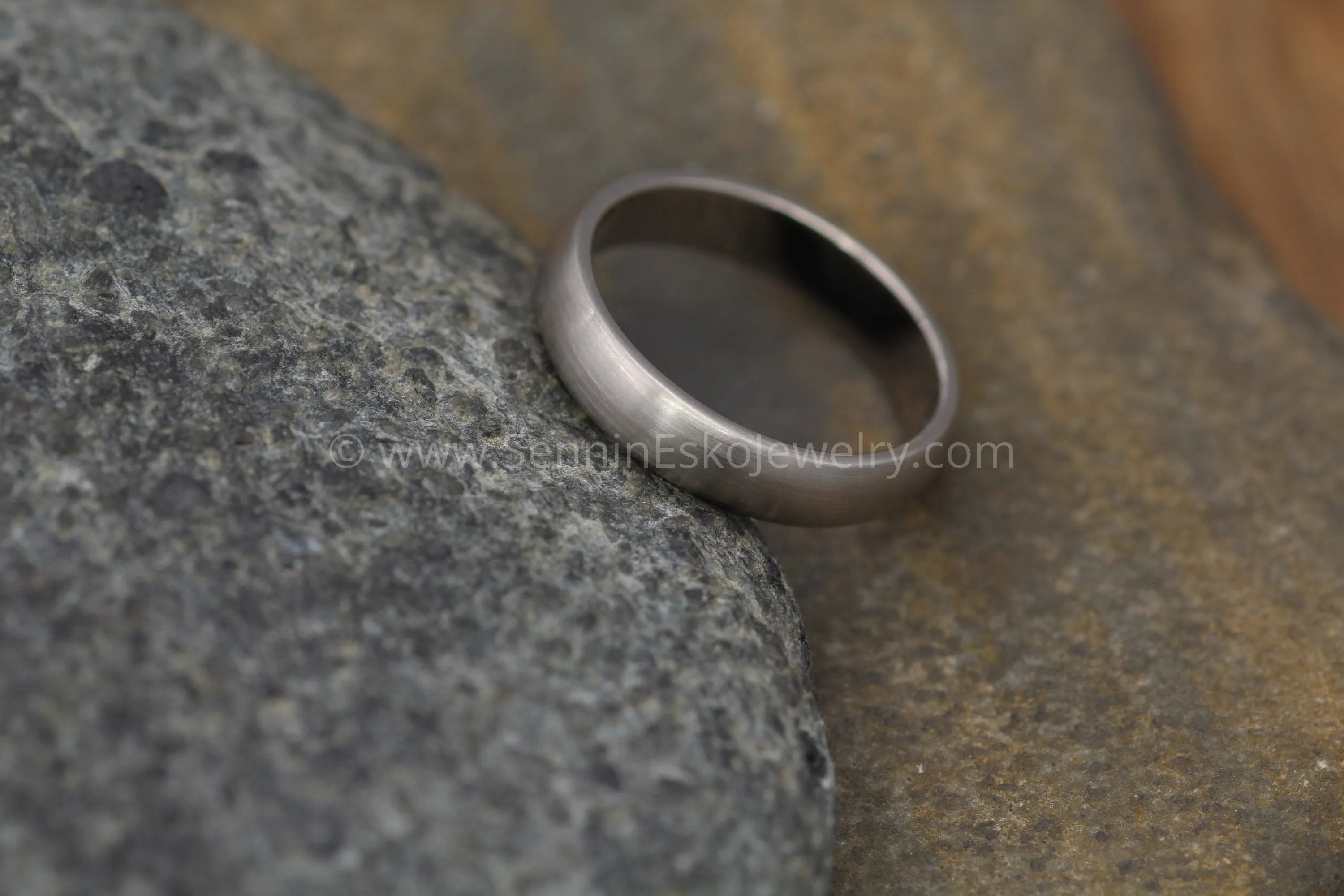 Half Round 4.5x1.9mm 14kt Palladium Based White Gold Band - Matte Finish - Nickel Free