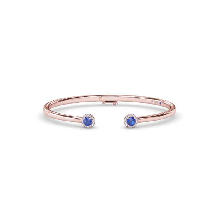 Halo Sapphire and Diamond Bangle