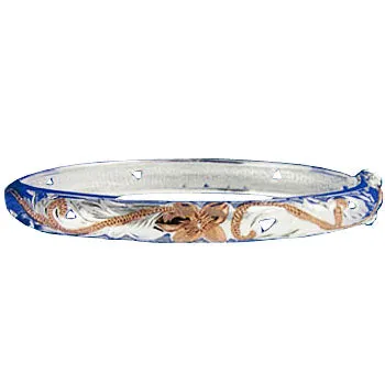 Hawaiian Jewelry Scroll See Through Oval Open Bangle 8mm Two Tone