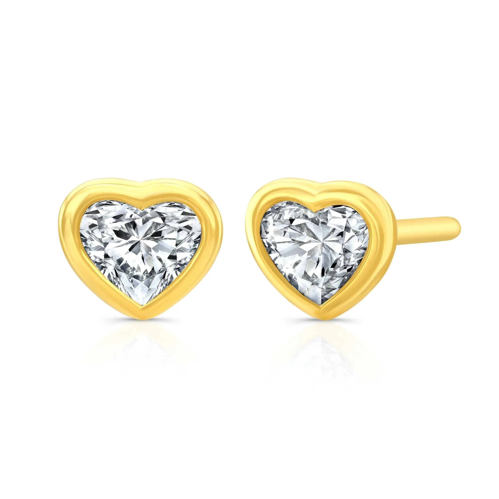 Heart Shape Diamond Bezel Studs