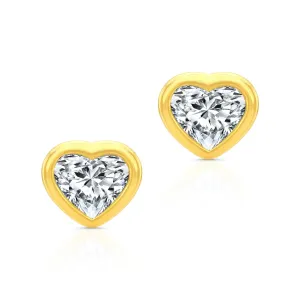 Heart Shape Diamond Bezel Studs