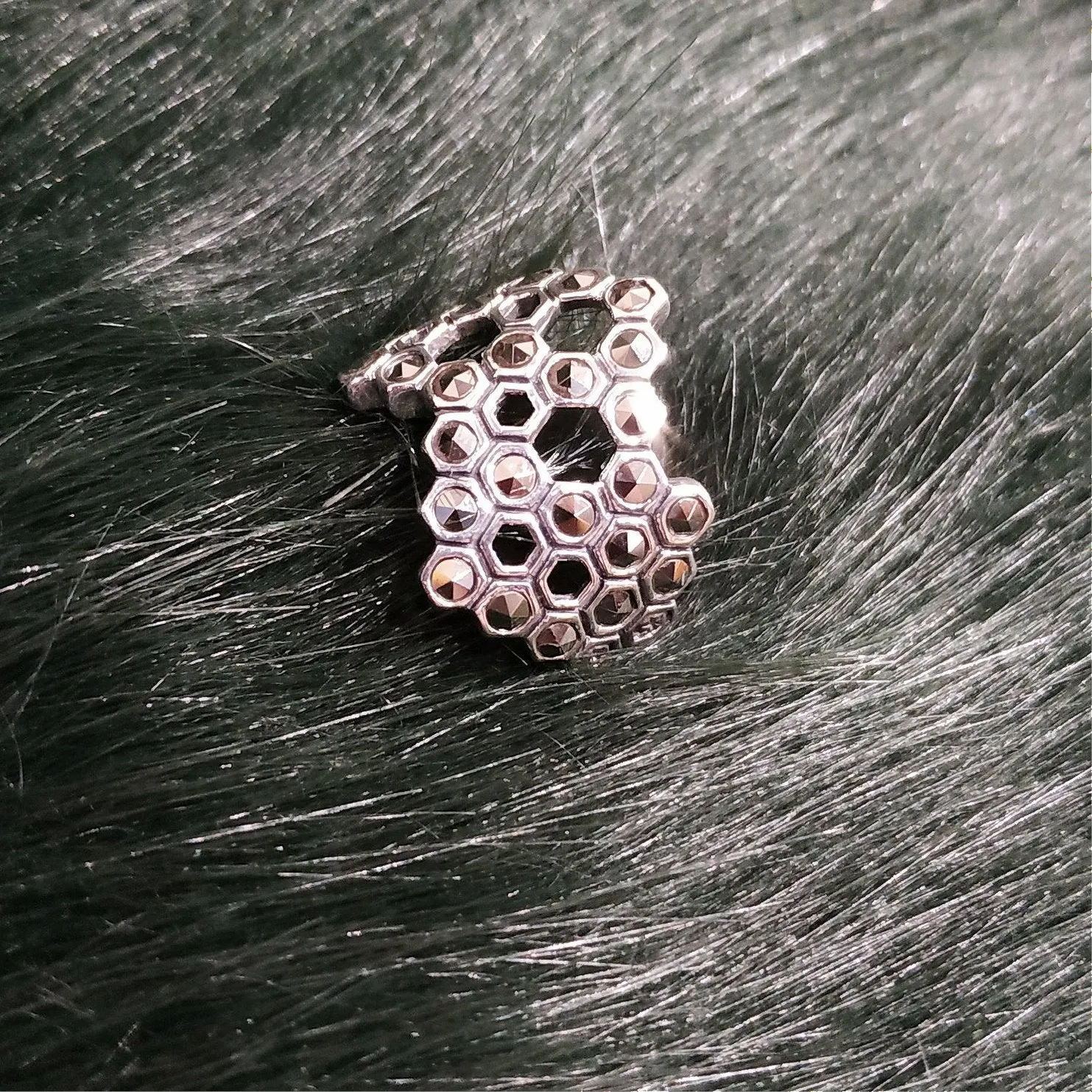 Honeycomb Ring in Silver Marcasite