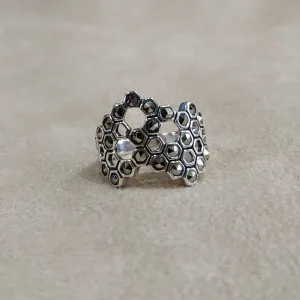 Honeycomb Ring in Silver Marcasite