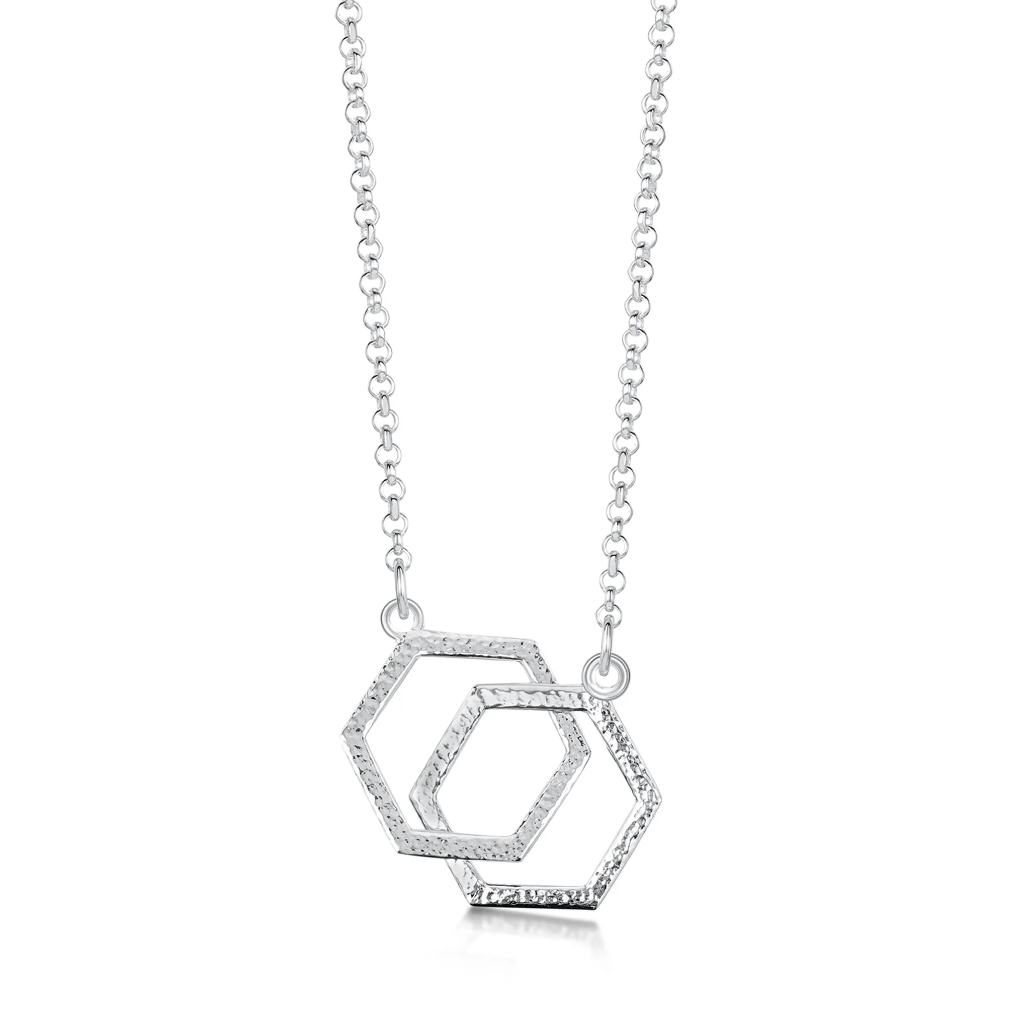 Honeycomb Small Double Link Necklace in Sterling Silver