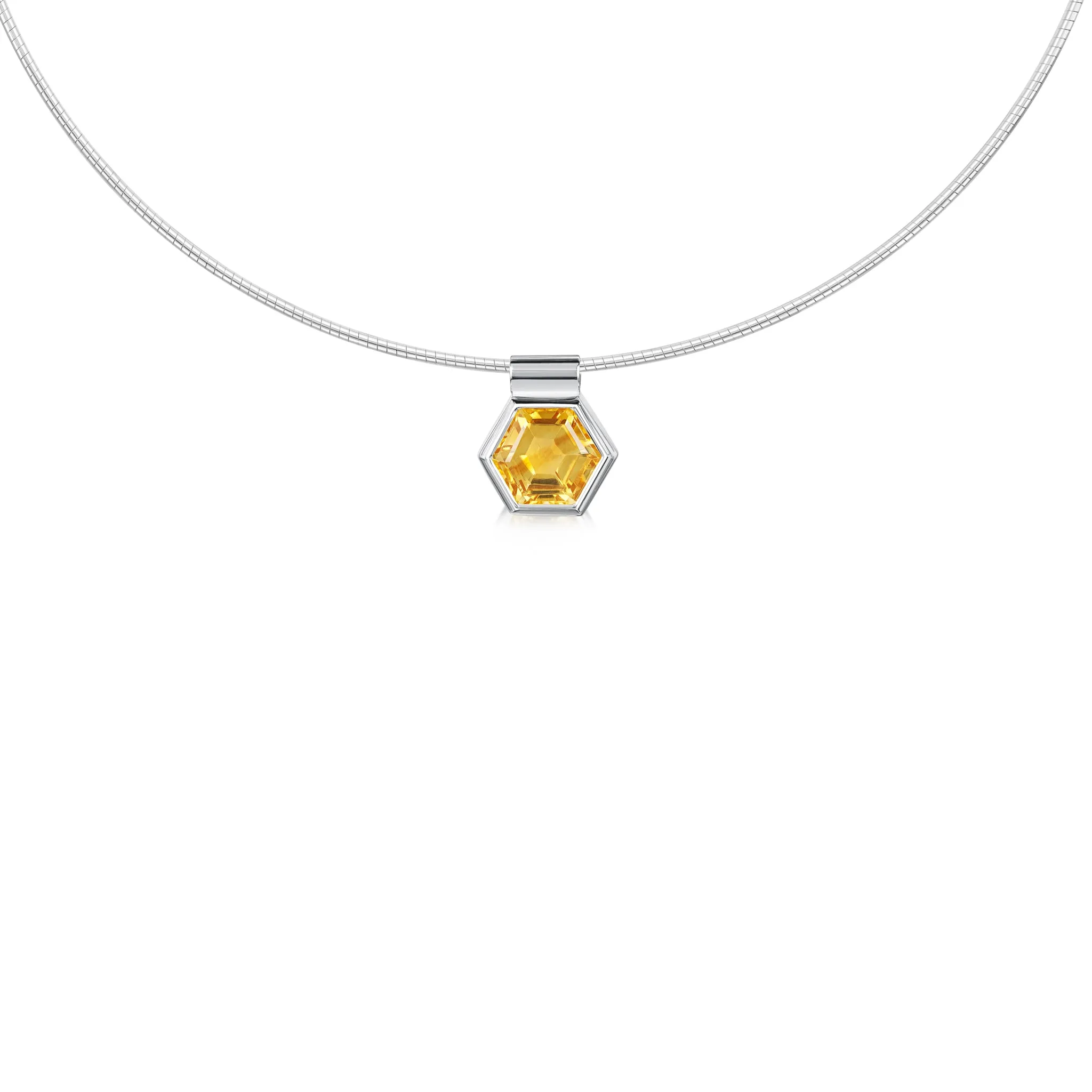 Honeycomb Sterling Silver Necklace with Citrine