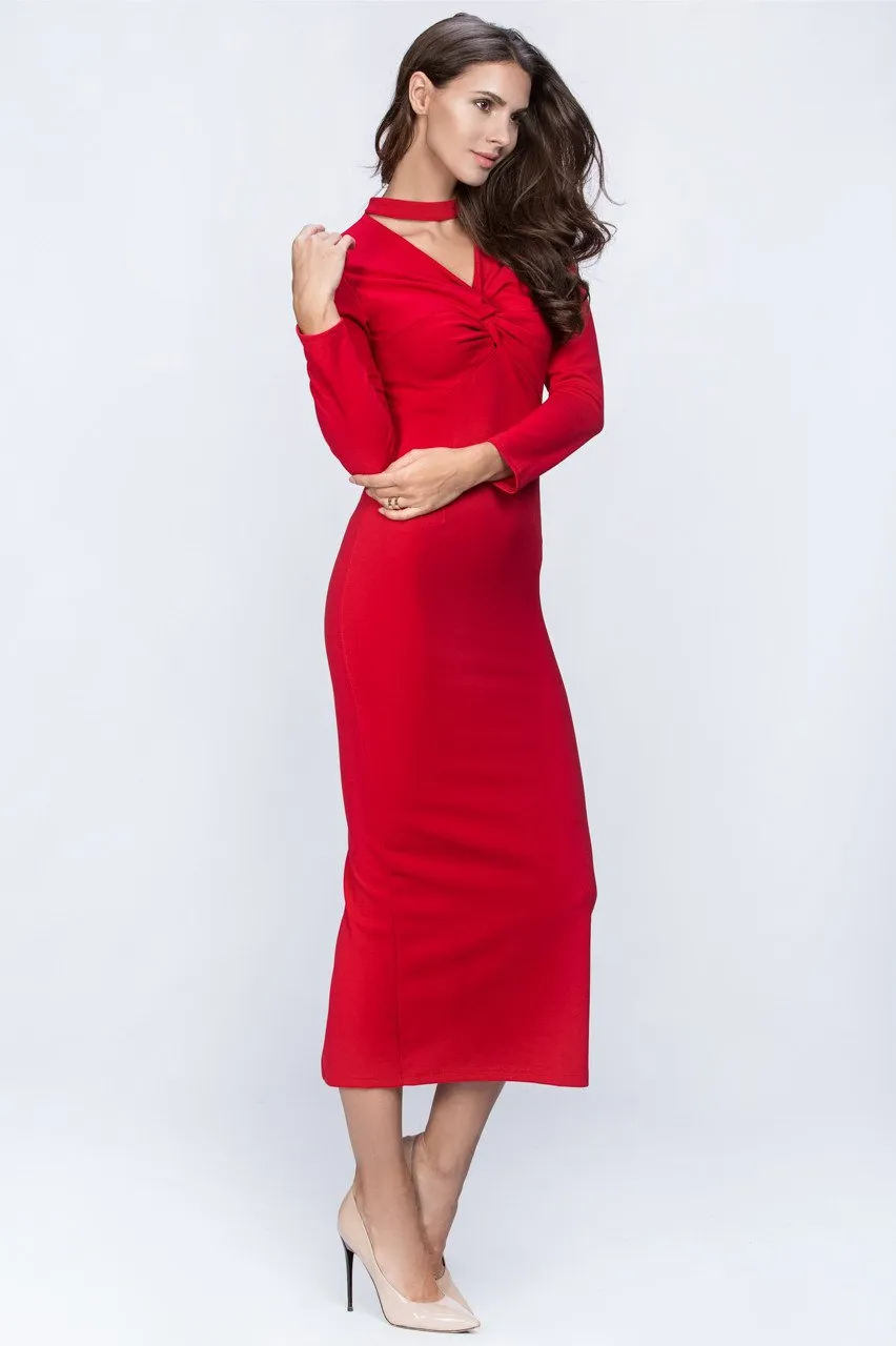 Hug My Body Red Choker Evening Dress